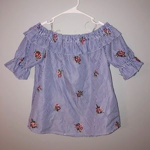 Blue and White Floral Shirt